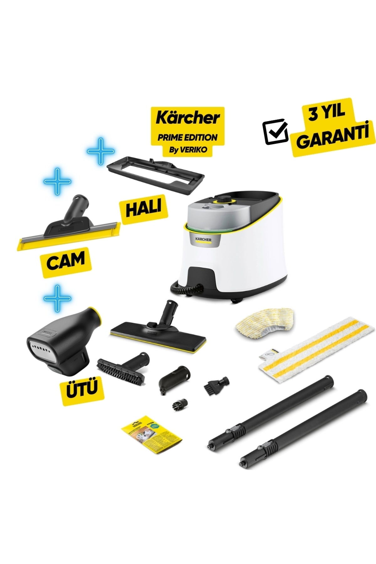 SC 4 Deluxe Prime Buharlı Temizlik Makinesi by Veriko Edition, Ütü, Cam, Halı, 2 Yıl Garanti